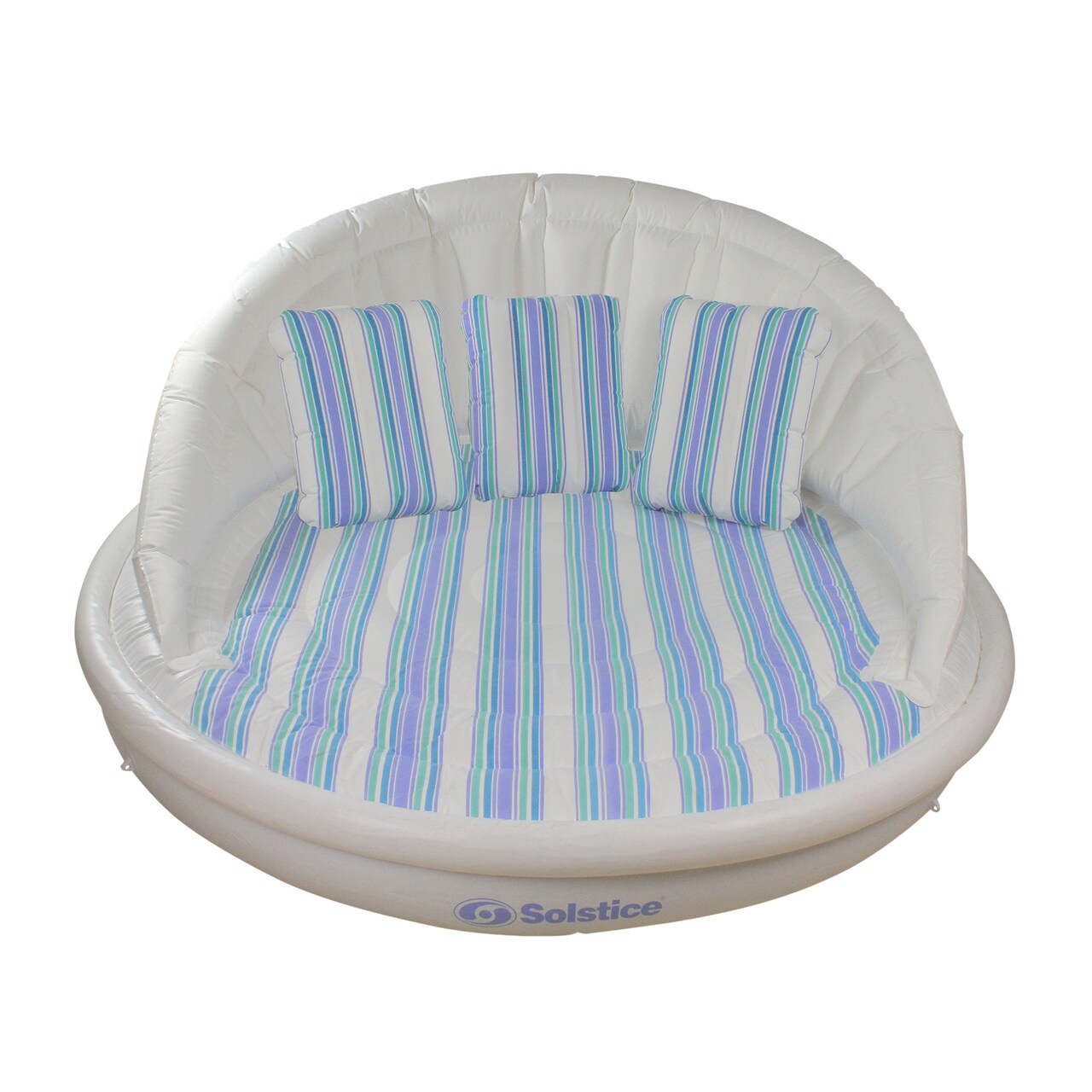 Swim Central Inflatable Striped Swimming Pool Sofa Lounge Raft - 70" - White and Blue